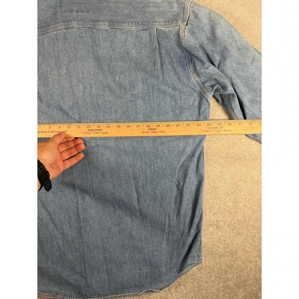 Vtg 80s Banana Republic Safari Denim Guide Shirt Men L Travel Adventure